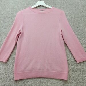 Talbots Pure Cashmere Sweater Women Petites M Crew Neck 3/4 Sleeve Preppy Cabin